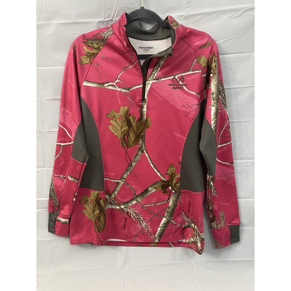 RealTree Camo Jacket Women's Pullover 1/4 Zip Long Sleeve‎ Pink Size L
